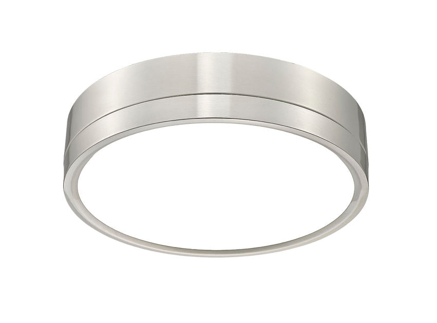 Z-Lite Algar 12" 1-Light LED Brushed Nickel Steel and Frosted Acrylic Shade Flush Mount Light