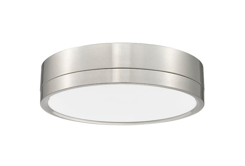 Z-Lite Algar 12" 1-Light LED Brushed Nickel Steel and Frosted Acrylic Shade Flush Mount Light