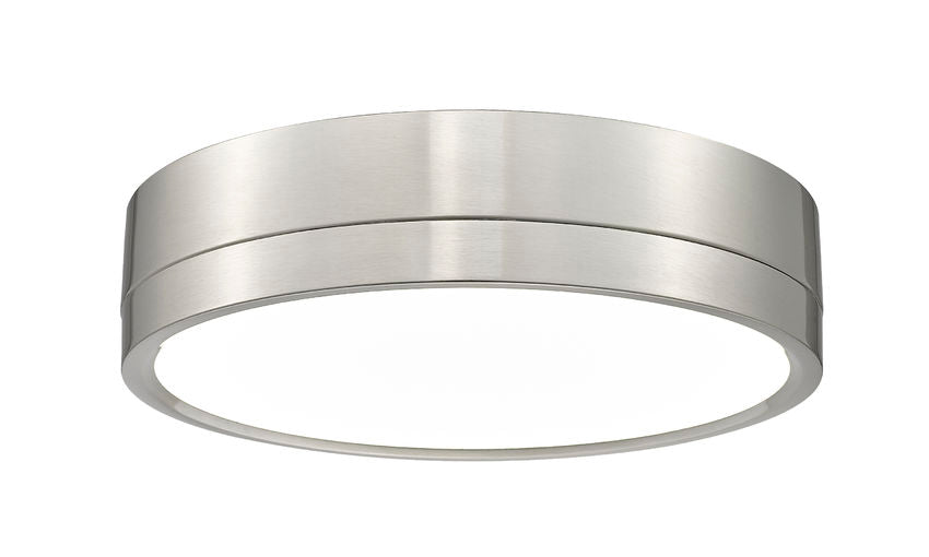 Z-Lite Algar 12" 1-Light LED Brushed Nickel Steel and Frosted Acrylic Shade Flush Mount Light
