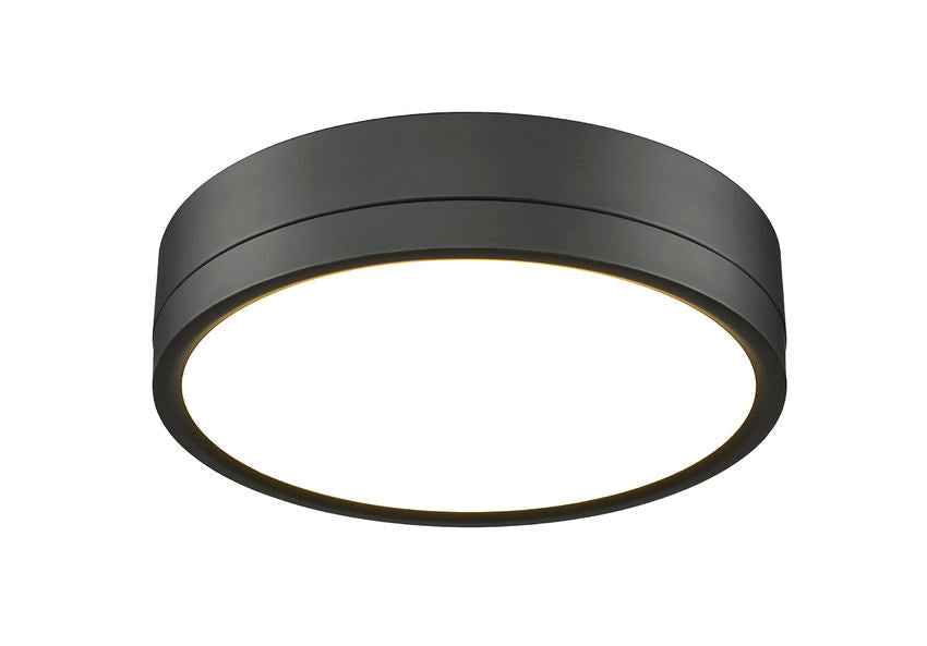 Z-Lite Algar 12" 1-Light LED Matte Black Steel and Frosted Acrylic Shade Flush Mount Light