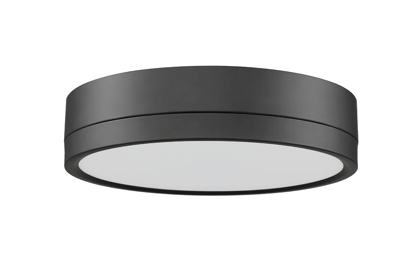 Z-Lite Algar 12" 1-Light LED Matte Black Steel and Frosted Acrylic Shade Flush Mount Light