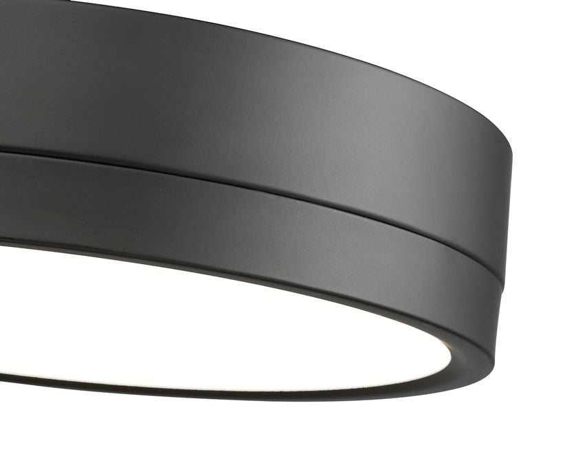 Z-Lite Algar 12" 1-Light LED Matte Black Steel and Frosted Acrylic Shade Flush Mount Light