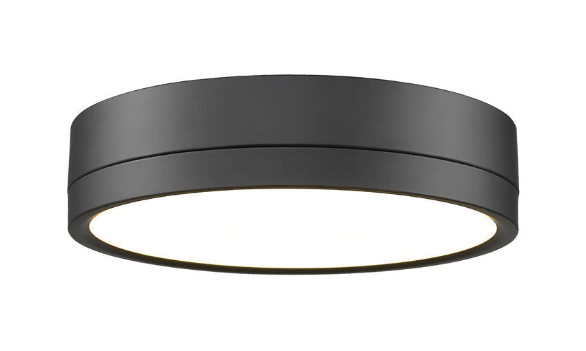 Z-Lite Algar 12" 1-Light LED Matte Black Steel and Frosted Acrylic Shade Flush Mount Light