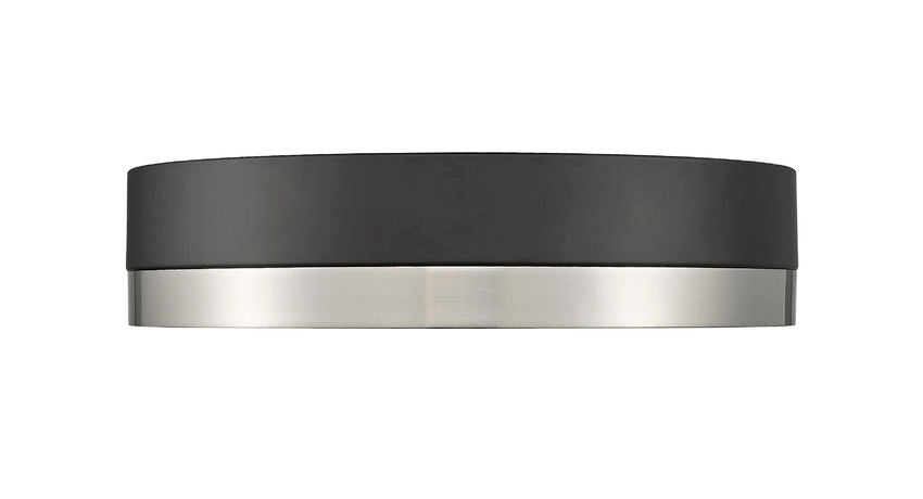 Z-Lite Algar 12" 1-Light LED Matte Black and Brushed Nickel Steel With Frosted Acrylic Shade Flush Mount Light