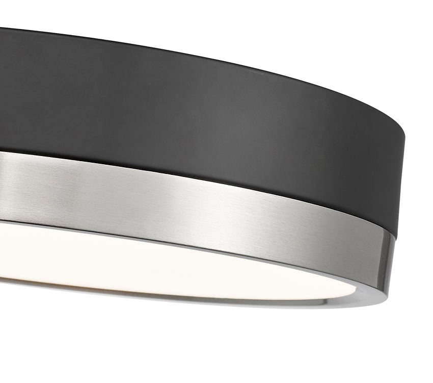 Z-Lite Algar 12" 1-Light LED Matte Black and Brushed Nickel Steel With Frosted Acrylic Shade Flush Mount Light
