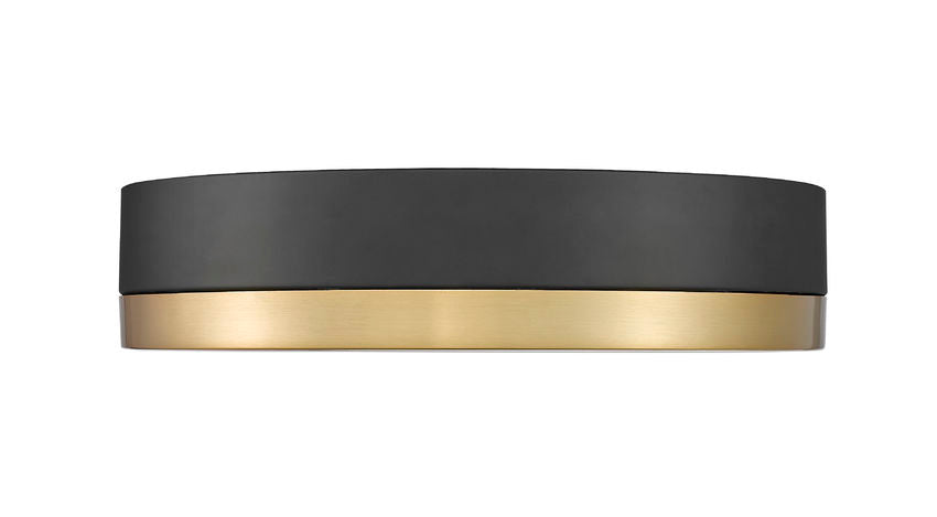 Z-Lite Algar 12" 1-Light LED Matte Black and Modern Gold Steel With Frosted Acrylic Shade Flush Mount Light