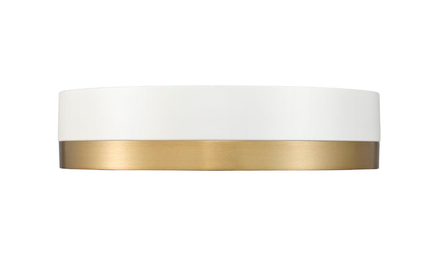 Z-Lite Algar 12" 1-Light LED Matte White and Modern Gold Steel With Frosted Acrylic Shade Flush Mount Light
