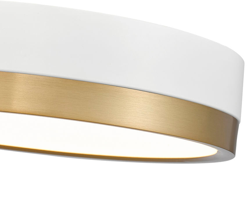 Z-Lite Algar 12" 1-Light LED Matte White and Modern Gold Steel With Frosted Acrylic Shade Flush Mount Light