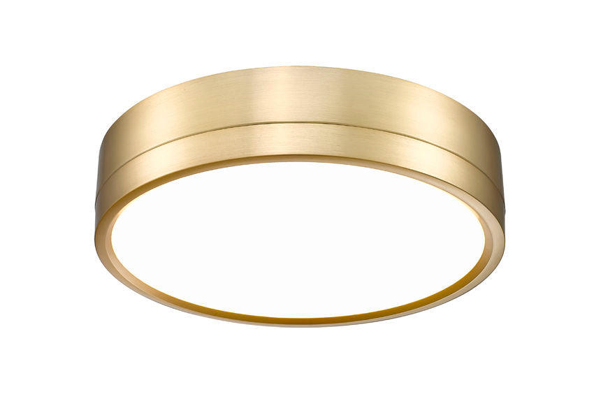 Z-Lite Algar 12" 1-Light LED Modern Gold Steel and Frosted Acrylic Shade Flush Mount Light