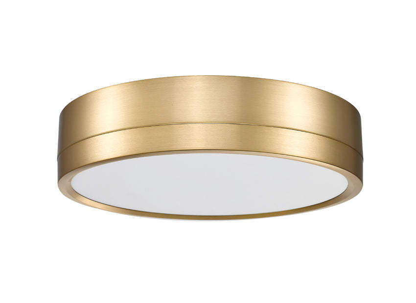 Z-Lite Algar 12" 1-Light LED Modern Gold Steel and Frosted Acrylic Shade Flush Mount Light