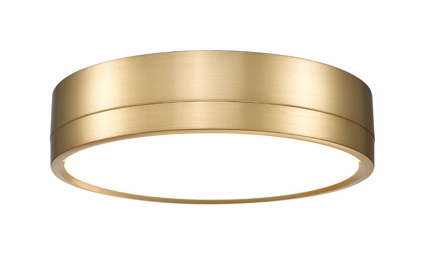 Z-Lite Algar 12" 1-Light LED Modern Gold Steel and Frosted Acrylic Shade Flush Mount Light