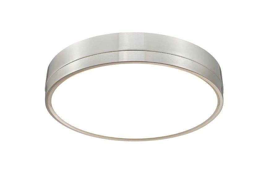 Z-Lite Algar 16" 1-Light LED Brushed Nickel Steel and Frosted Acrylic Shade Flush Mount Light