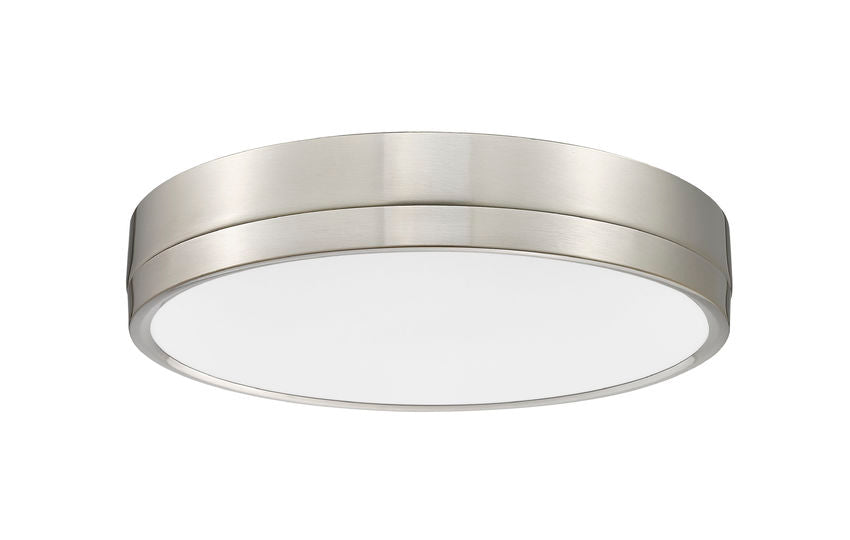 Z-Lite Algar 16" 1-Light LED Brushed Nickel Steel and Frosted Acrylic Shade Flush Mount Light