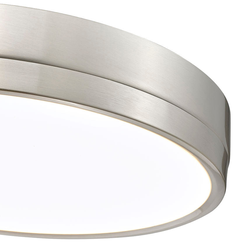Z-Lite Algar 16" 1-Light LED Brushed Nickel Steel and Frosted Acrylic Shade Flush Mount Light