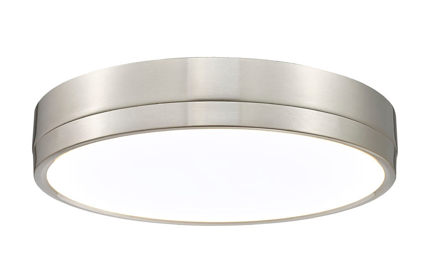 Z-Lite Algar 16" 1-Light LED Brushed Nickel Steel and Frosted Acrylic Shade Flush Mount Light