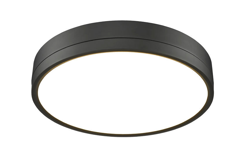 Z-Lite Algar 16" 1-Light LED Matte Black Steel and Frosted Acrylic Shade Flush Mount Light