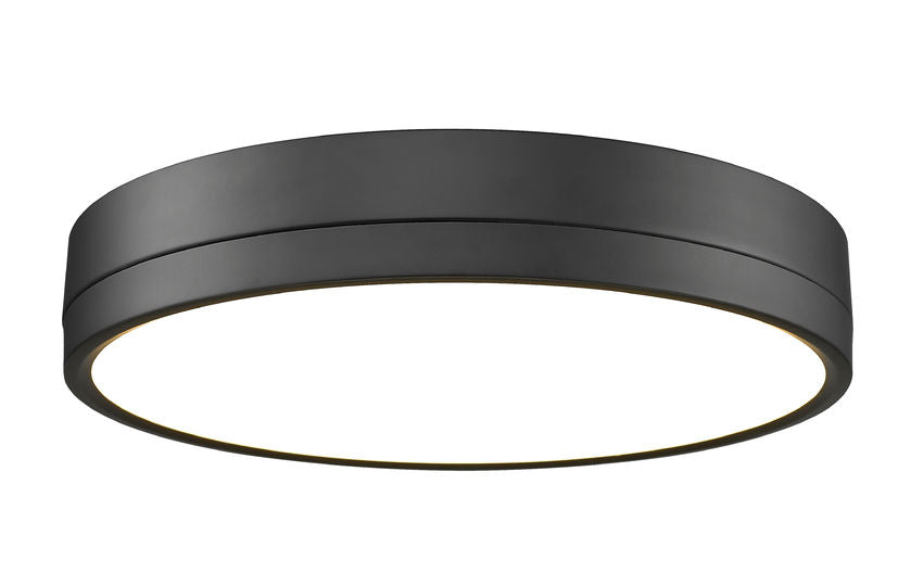Z-Lite Algar 16" 1-Light LED Matte Black Steel and Frosted Acrylic Shade Flush Mount Light