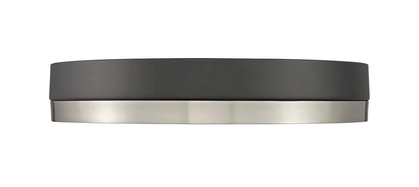 Z-Lite Algar 16" 1-Light LED Matte Black and Brushed Nickel Steel With Frosted Acrylic Shade Flush Mount Light