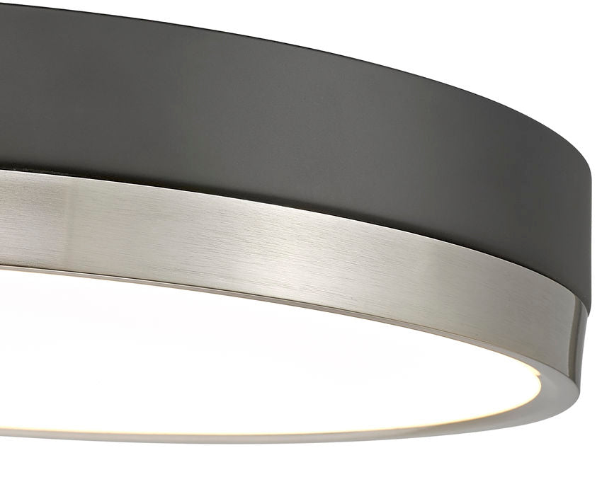 Z-Lite Algar 16" 1-Light LED Matte Black and Brushed Nickel Steel With Frosted Acrylic Shade Flush Mount Light