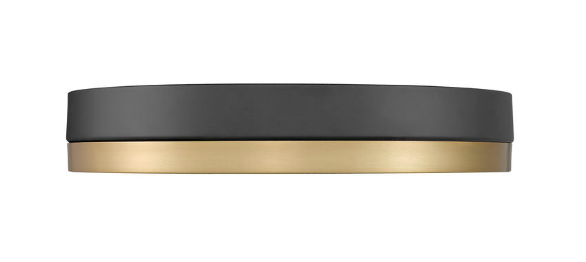 Z-Lite Algar 16" 1-Light LED Matte Black and Modern Gold Steel With Frosted Acrylic Shade Flush Mount Light