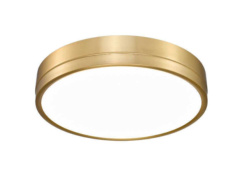 Z-Lite Algar 16" 1-Light LED Modern Gold Steel and Frosted Acrylic Shade Flush Mount Light