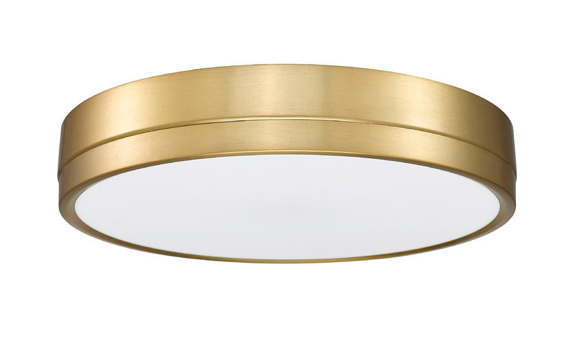 Z-Lite Algar 16" 1-Light LED Modern Gold Steel and Frosted Acrylic Shade Flush Mount Light
