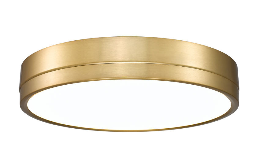 Z-Lite Algar 16" 1-Light LED Modern Gold Steel and Frosted Acrylic Shade Flush Mount Light