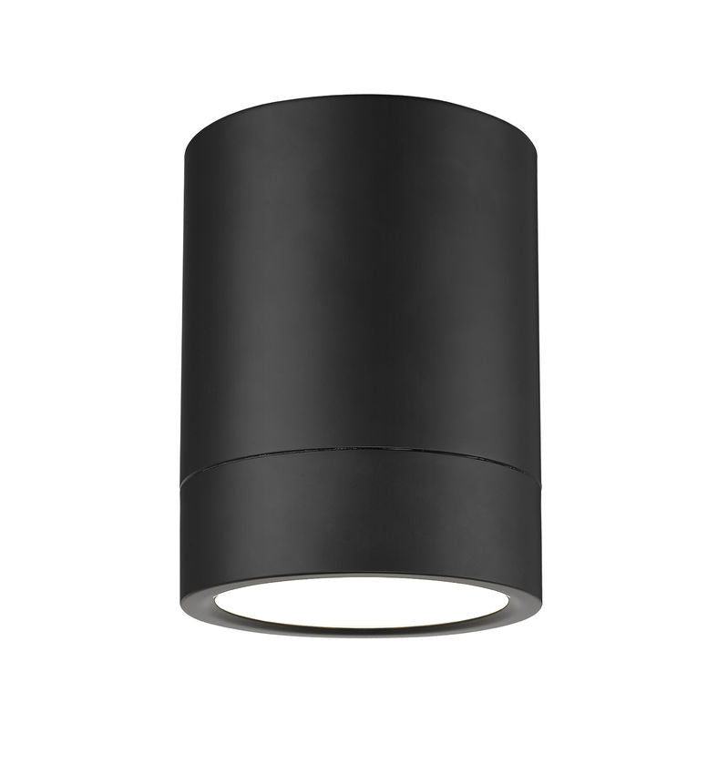 Z-Lite Algar 6" 1-Light LED Matte Black Steel With Frosted Acrylic Shade Flush Mount Light
