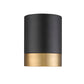 Z-Lite Algar 6" 1-Light LED Matte Black and Modern Gold Steel With Frosted Acrylic Shade Flush Mount Light