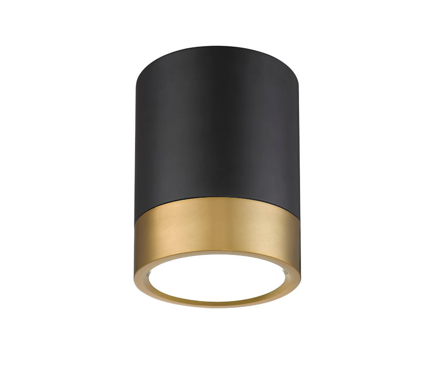 Z-Lite Algar 6" 1-Light LED Matte Black and Modern Gold Steel With Frosted Acrylic Shade Flush Mount Light