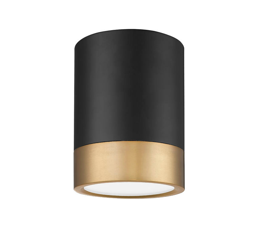 Z-Lite Algar 6" 1-Light LED Matte Black and Modern Gold Steel With Frosted Acrylic Shade Flush Mount Light