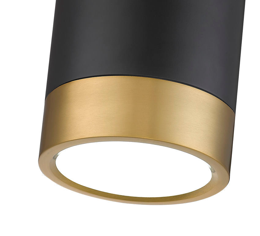 Z-Lite Algar 6" 1-Light LED Matte Black and Modern Gold Steel With Frosted Acrylic Shade Flush Mount Light