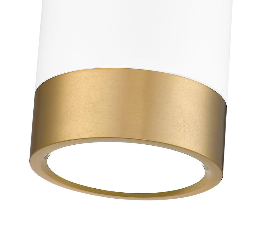 Z-Lite Algar 6" 1-Light LED Matte White and Modern Gold Steel With Frosted Acrylic Shade Flush Mount Light