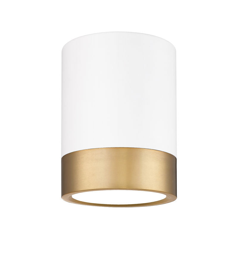 Z-Lite Algar 6" 1-Light LED Matte White and Modern Gold Steel With Frosted Acrylic Shade Flush Mount Light