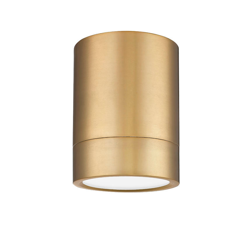 Z-Lite Algar 6" 1-Light LED Modern Gold Steel With Frosted Acrylic Shade Flush Mount Light