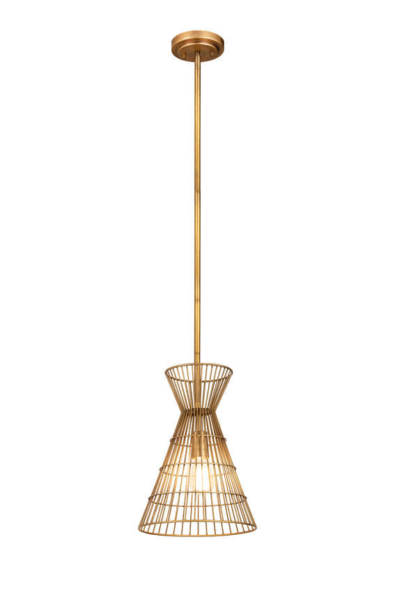 Z-Lite Alito 11" 1-Light Rubbed Brass Iron Mini Pendant Light