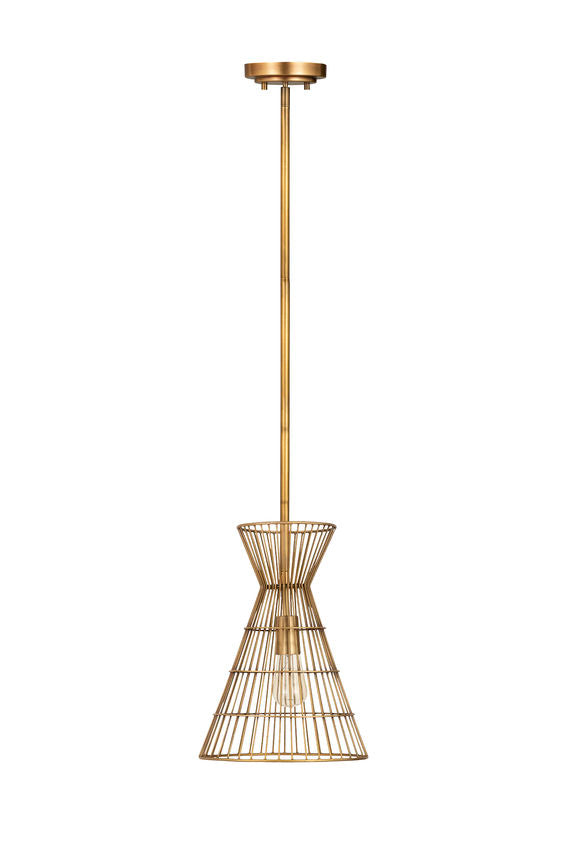 Z-Lite Alito 11" 1-Light Rubbed Brass Iron Mini Pendant Light