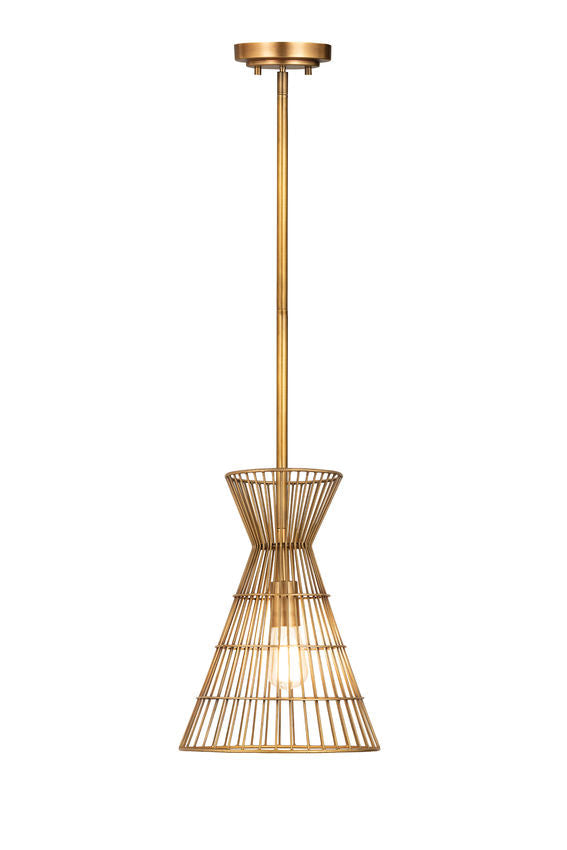 Z-Lite Alito 11" 1-Light Rubbed Brass Iron Mini Pendant Light