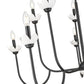 Z-Lite Allistair 10-Light Candelabra Bulb Base Matte Black Steel Frame Clear Ribbed Glass Shade Chandelier