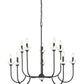 Z-Lite Allistair 10-Light Candelabra Bulb Base Matte Black Steel Frame Clear Ribbed Glass Shade Chandelier