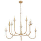 Z-Lite Allistair 10-Light Candelabra Bulb Base Modern Gold Steel Frame Clear Ribbed Glass Shade Chandelier