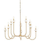 Z-Lite Allistair 10-Light Candelabra Bulb Base Modern Gold Steel Frame Clear Ribbed Glass Shade Chandelier