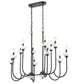 Z-Lite Allistair 12-Light Candelabra Bulb Base Matte Black Steel Frame Clear Ribbed Glass Shade Linear Chandelier