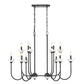 Z-Lite Allistair 12-Light Candelabra Bulb Base Matte Black Steel Frame Clear Ribbed Glass Shade Linear Chandelier