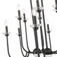 Z-Lite Allistair 12-Light Candelabra Bulb Base Matte Black Steel Frame Clear Ribbed Glass Shade Linear Chandelier