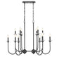 Z-Lite Allistair 12-Light Candelabra Bulb Base Matte Black Steel Frame Clear Ribbed Glass Shade Linear Chandelier