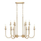 Z-Lite Allistair 12-Light Candelabra Bulb Base Modern Gold Steel Frame Clear Ribbed Glass Shade Linear Chandelier