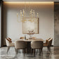 Z-Lite Allistair 12-Light Candelabra Bulb Base Modern Gold Steel Frame Clear Ribbed Glass Shade Linear Chandelier