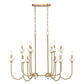 Z-Lite Allistair 12-Light Candelabra Bulb Base Modern Gold Steel Frame Clear Ribbed Glass Shade Linear Chandelier