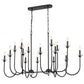 Z-Lite Allistair 16-Light Candelabra Bulb Base Matte Black Steel Frame Clear Ribbed Glass Shade Linear Chandelier